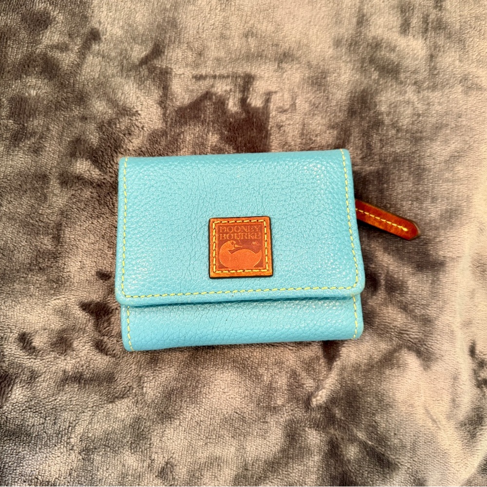Dooney & Bourke Aqua Wallet with Tan Accent